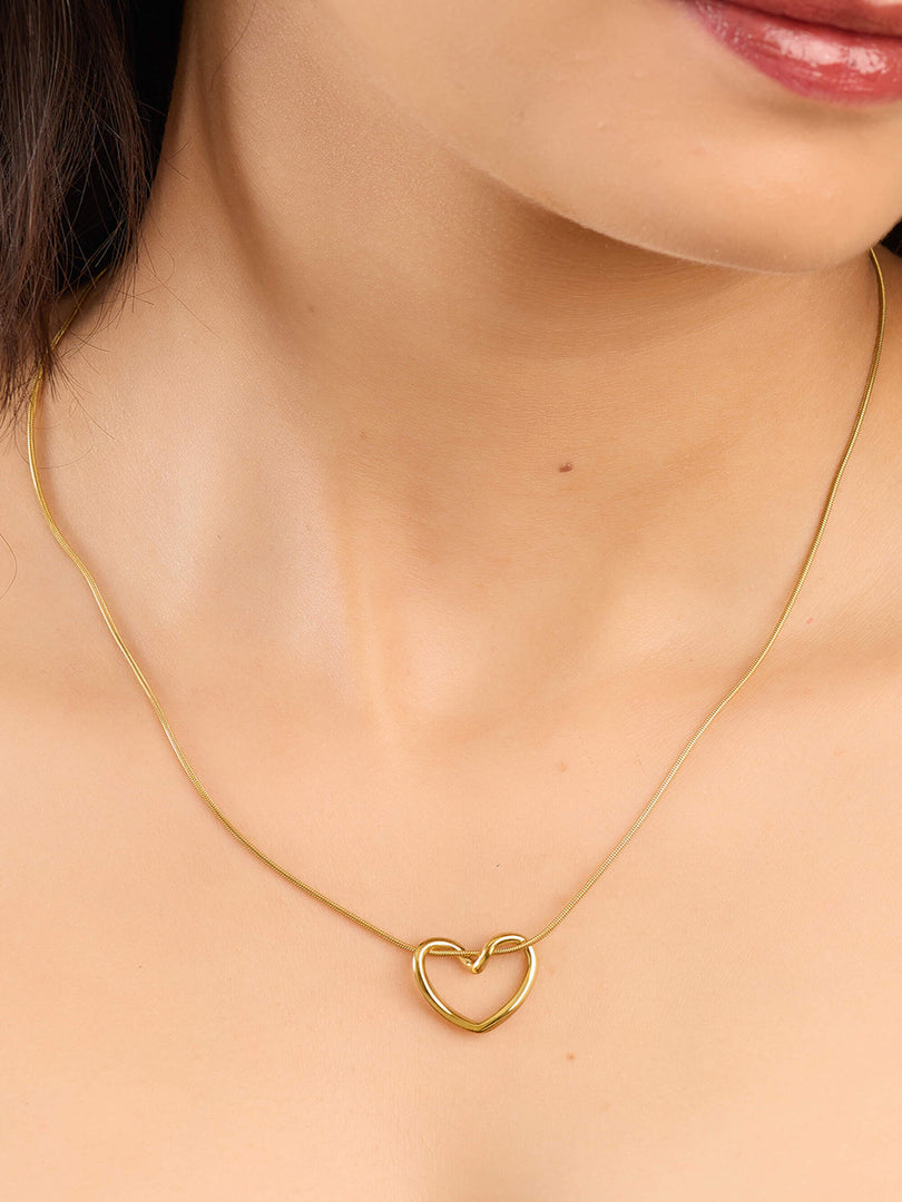 Sculpted Heart Necklace - worn
